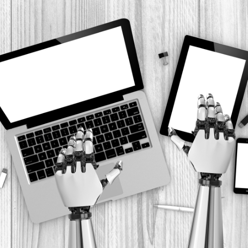 una inteligencia artificial dominando una computadora según el reglamento Act IA