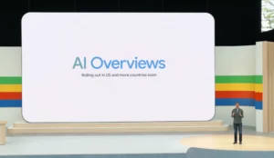 Los AI Overviews son las "Vistas creadas con IA" de Google. Son respuestas generadas automáticamente que aparecen sobre los resultados de búsqueda y que citan varias páginas web como fuente.
